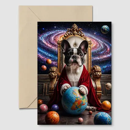French Bulldog Ruler Seated Galaxy Space Throne