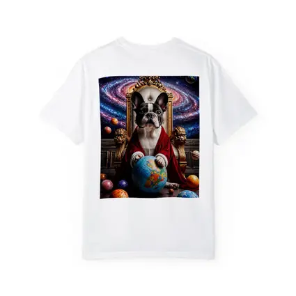 French Bulldog Ruler Seated Galaxy Space Throne