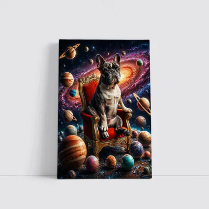 French Bulldog King Sitting In Cosmic Space