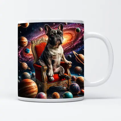 French Bulldog King Sitting In Cosmic Space