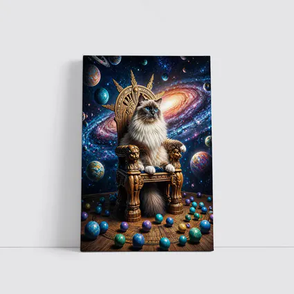 Ragdoll Cat Seated on Galaxy Throne