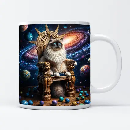 Ragdoll Cat Seated on Galaxy Throne