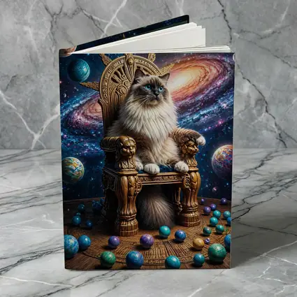 Ragdoll Cat Seated on Galaxy Throne