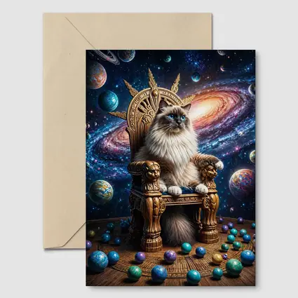 Ragdoll Cat Seated on Galaxy Throne