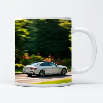 Genesis G80 Sedan Speeding Through Green Park
