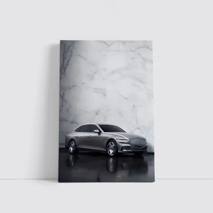 Genesis G80 Silver Sedan Marble Wall
