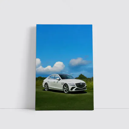 Genesis G80 White Sedan Blue Sky