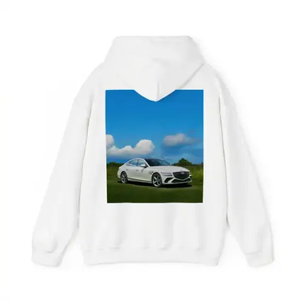 Genesis G80 White Sedan Blue Sky