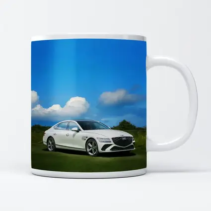 Genesis G80 White Sedan Blue Sky