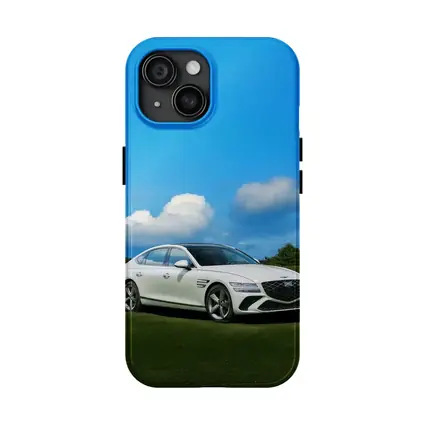 Genesis G80 White Sedan Blue Sky
