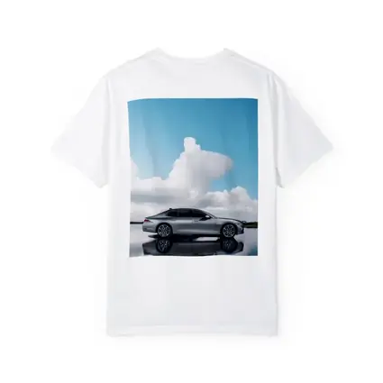 Genesis G90 Silver Sedan Cloudy Sky Reflection