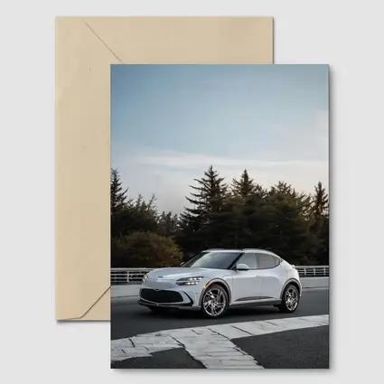 Genesis GV60 Silver SUV Forest Background