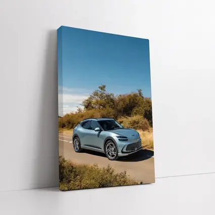 Genesis GV60 Silver SUV Desert Road