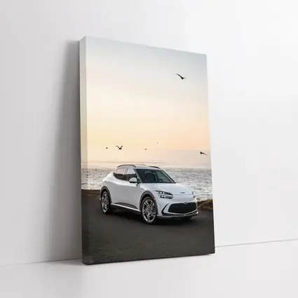 Genesis GV60 Parked by Coastal Sunset