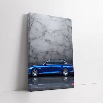 Genesis G90 Blue Sedan Marble Background