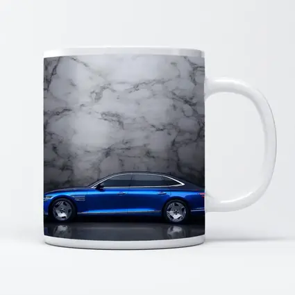 Genesis G90 Blue Sedan Marble Background