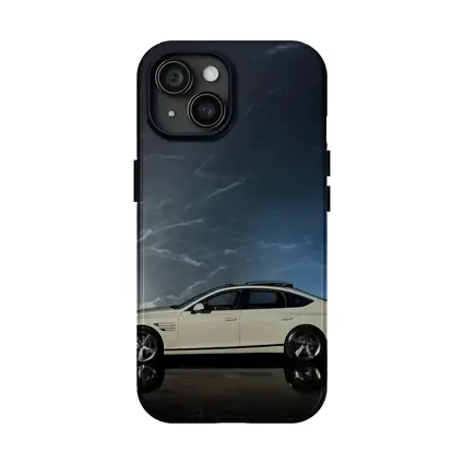 Genesis G80 White Sedan Dark Marble Background