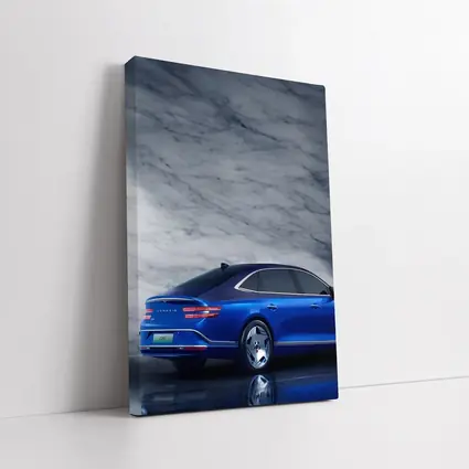 Genesis G80 Blue Sedan Marble Background
