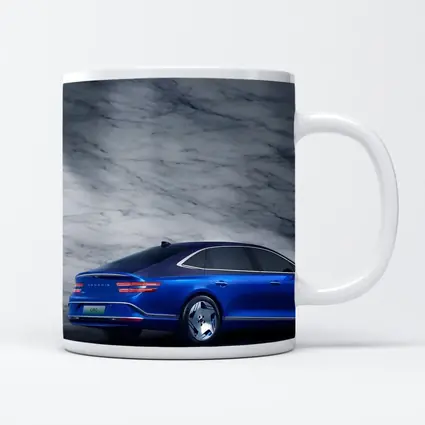 Genesis G80 Blue Sedan Marble Background