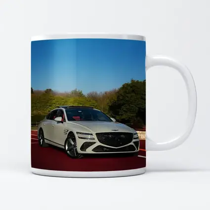 Genesis G80 White Sedan On Red Track
