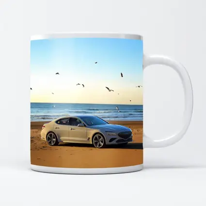 Genesis G70 Silver Sedan Beach Setting