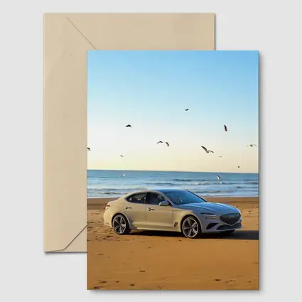 Genesis G70 Silver Sedan Beach Setting