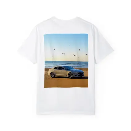 Genesis G70 Silver Sedan Beach Setting