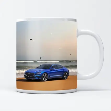 Genesis G70 Blue Sedan Beach Setting