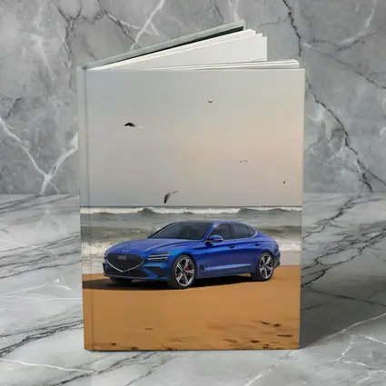 Genesis G70 Blue Sedan Beach Setting