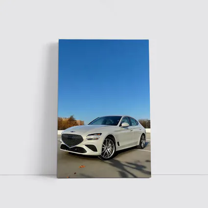 Genesis G70 White Sedan Clear Sky