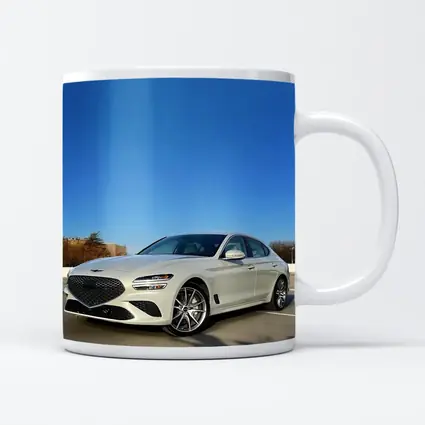 Genesis G70 White Sedan Clear Sky
