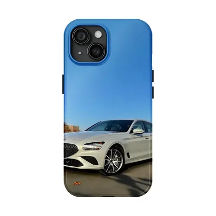 Genesis G70 White Sedan Clear Sky