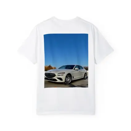 Genesis G70 White Sedan Clear Sky