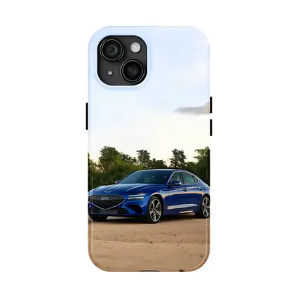 Genesis G70 Blue Sedan Parked Outdoors