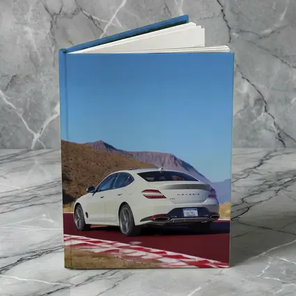 Genesis G70 White Sedan Desert Track