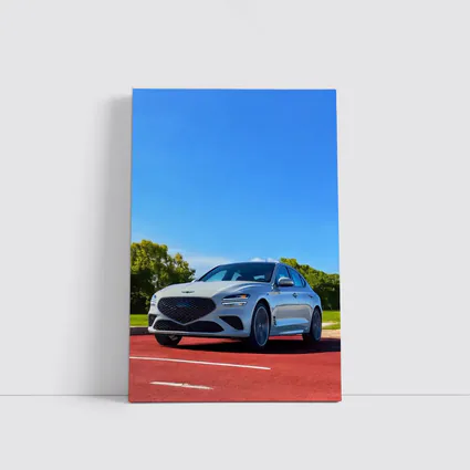 Genesis G70 White Sedan Blue Sky