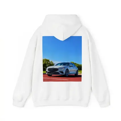 Genesis G70 White Sedan Blue Sky