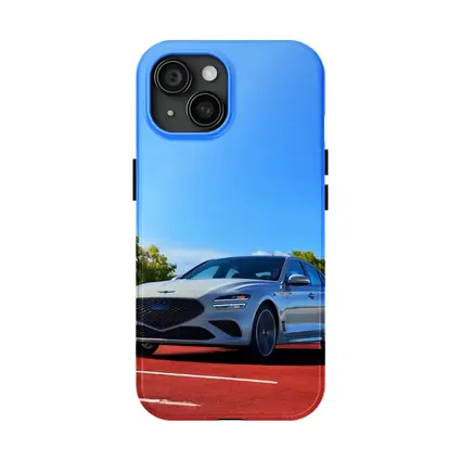 Genesis G70 White Sedan Blue Sky
