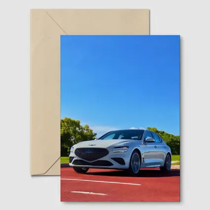 Genesis G70 White Sedan Blue Sky