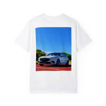 Genesis G70 White Sedan Blue Sky