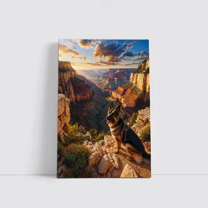 German Shepherd Sitting Grand Canyon Sunset