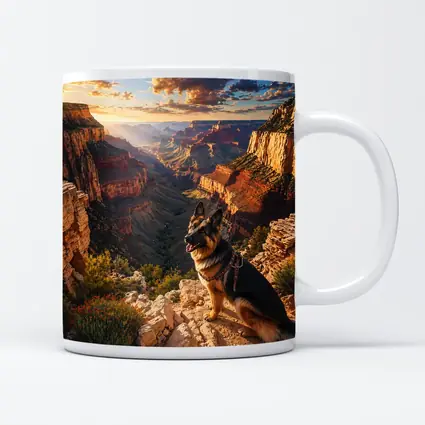 German Shepherd Sitting Grand Canyon Sunset