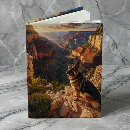German Shepherd Sitting Grand Canyon Sunset
