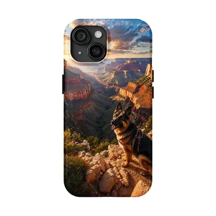 German Shepherd Sitting Grand Canyon Sunset