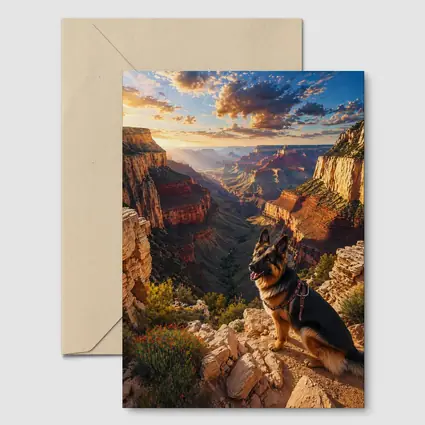 German Shepherd Sitting Grand Canyon Sunset