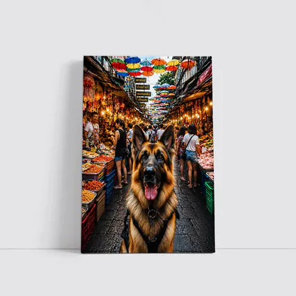 German Shepherd at Bangkok Street Market