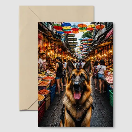 German Shepherd at Bangkok Street Market