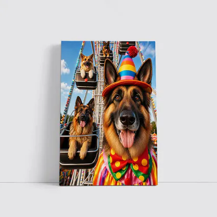 German Shepherd Clown Costume Ferris Wheel