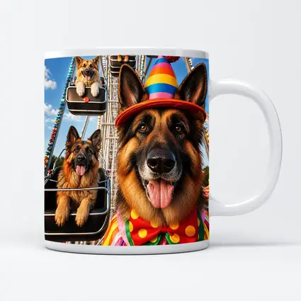 German Shepherd Clown Costume Ferris Wheel