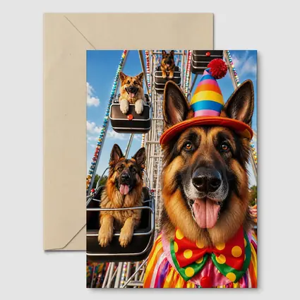 German Shepherd Clown Costume Ferris Wheel